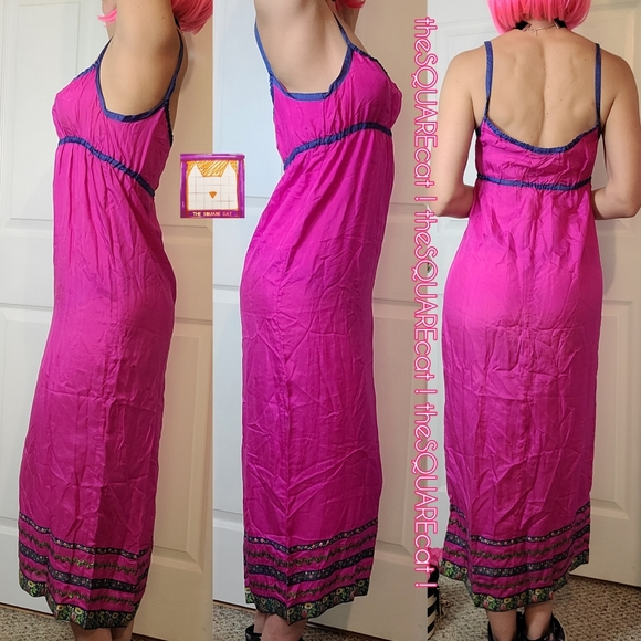 ๐บ Betsey Johnson Silk HOT PINK 1990's Sundress ๐บ - Picture 2 of 8